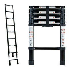 2.6m Foldable Telescopic Ladder + Carry Bag Black Love My Caravan