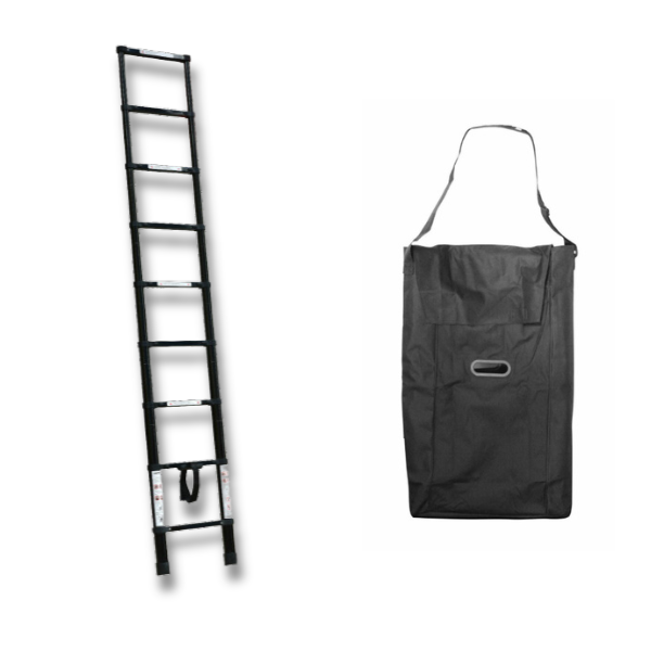 2.6m Foldable Telescopic Ladder + Carry Bag Black Love My Caravan