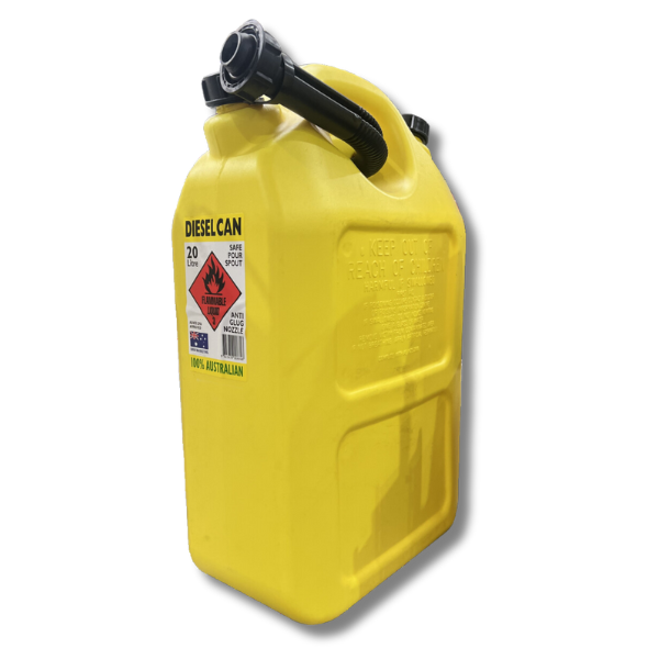 20L Plastic Diesel Jerry Can Yellow For Caravan & RVs-Love My Caravan Australia