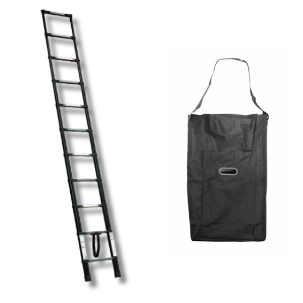 3.2m Foldable Telescopic Ladder + Carry Bag Black Love My Caravan