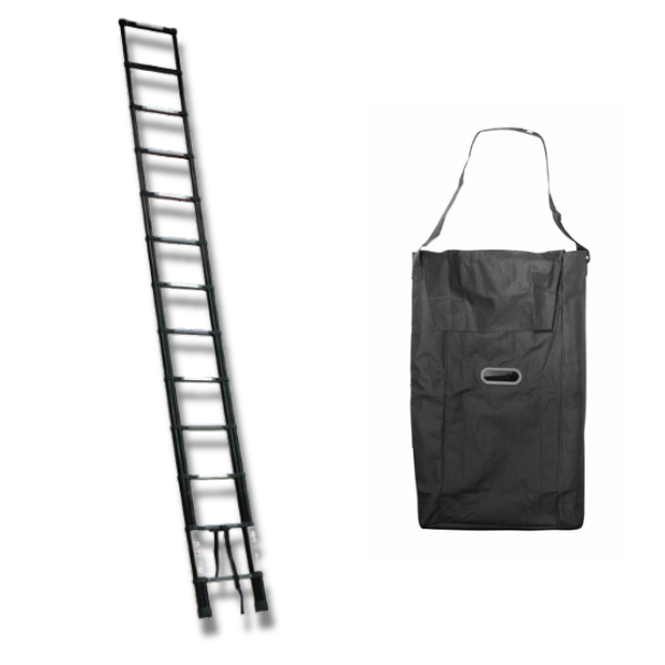 3.8m Foldable Telescopic Ladder + Carry Bag Black Love My Caravan