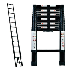 3.8m Foldable Telescopic Ladder + Carry Bag Black Love My Caravan