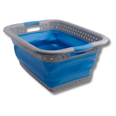 Collapsible Large Laundry Basket Blue-Love My Caravan Australia