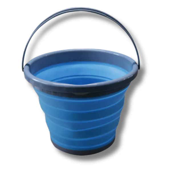 Collapsible Round Bucket Blue With Handle-Love My Caravan Australia