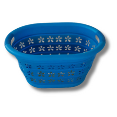 Collapsible Small Laundry Basket Blue-Love My Caravan Australia