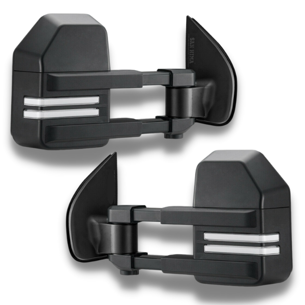 Extendable Towing Mirrors with Dynamic Indicators & Electric Mirror for Isuzu MU-X 2014-Onwards - Black - SAN HIMA (PAIR)-Love My Caravan