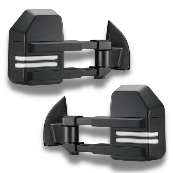 Extendable Towing Mirrors with Dynamic Indicators & Electric Mirror for PX1 / PX2 / PX3 Ford Ranger / Wildtrak / Raptor 2012-Onwards - Black - SAN HIMA (PAIR)-Love My Caravan