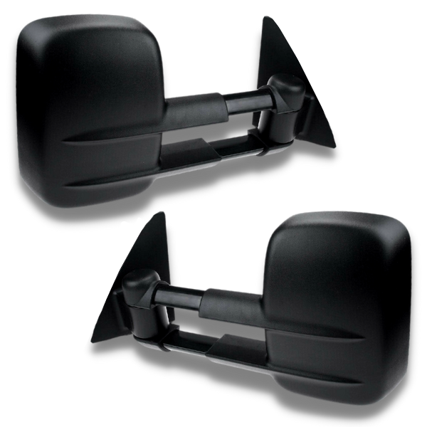 Extendable Towing Mirrors with Electric Mirror for 100 Series Toyota Landcruiser 1998-2007 - Black (PAIR)-Love My Caravan