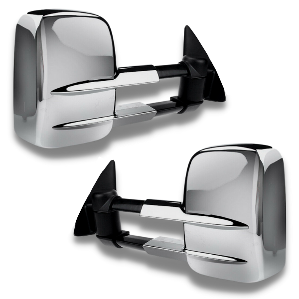 Extendable Towing Mirrors with Electric Mirror for 100 Series Toyota Landcruiser 1998-2007 - Chrome (PAIR)-Love My Caravan