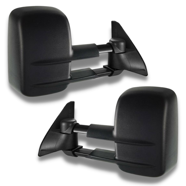 Extendable Towing Mirrors with Electric Mirror for 120 Series Toyota Prado 2002-2009 - Black (PAIR)-Love My Caravan