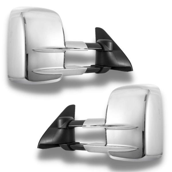 Extendable Towing Mirrors with Electric Mirror for 120 Series Toyota Prado 2003-2009 - Chrome - SAN HIMA (PAIR)-Love My Caravan