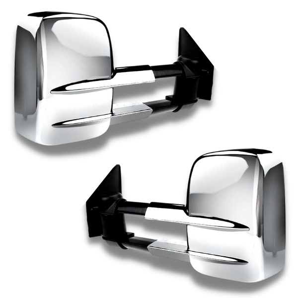 Extendable Towing Mirrors with Electric Mirror for 200 Series Toyota Landcruiser 2007-2019 - Chrome (PAIR)-Love My Caravan