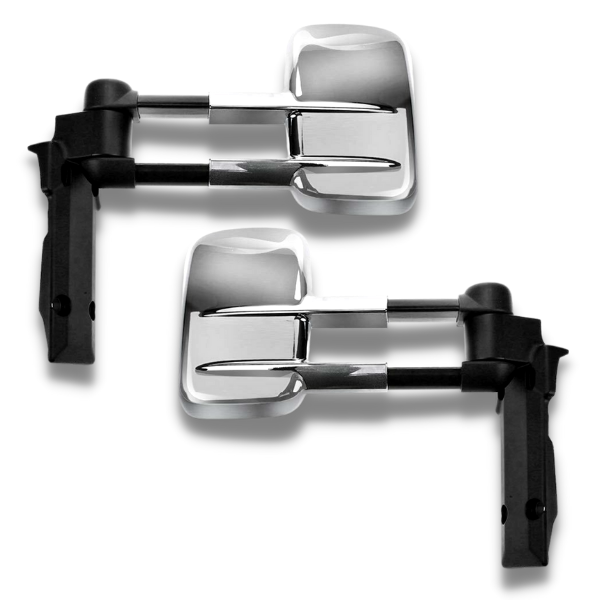 Extendable Towing Mirrors with Electric Mirror for 70 / 75 / 78 / 79 Series Toyota Landcruiser 1984-2019 - Chrome (PAIR)-Love My Caravan
