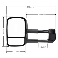 Extendable Towing Mirrors with Electric Mirror for GU Nissan Patrol 1997-2019 - Black (PAIR)-Love My Caravan