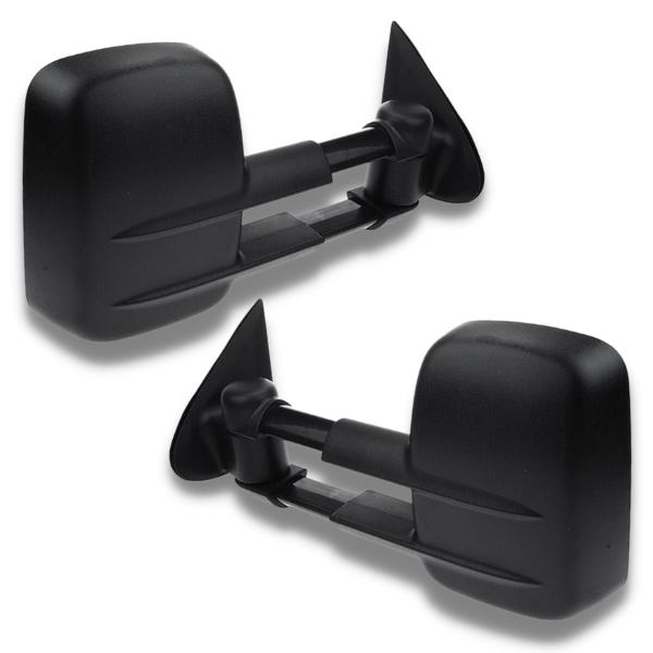 Extendable Towing Mirrors with Electric Mirror for GU Nissan Patrol 1997-2019 - Black (PAIR)-Love My Caravan