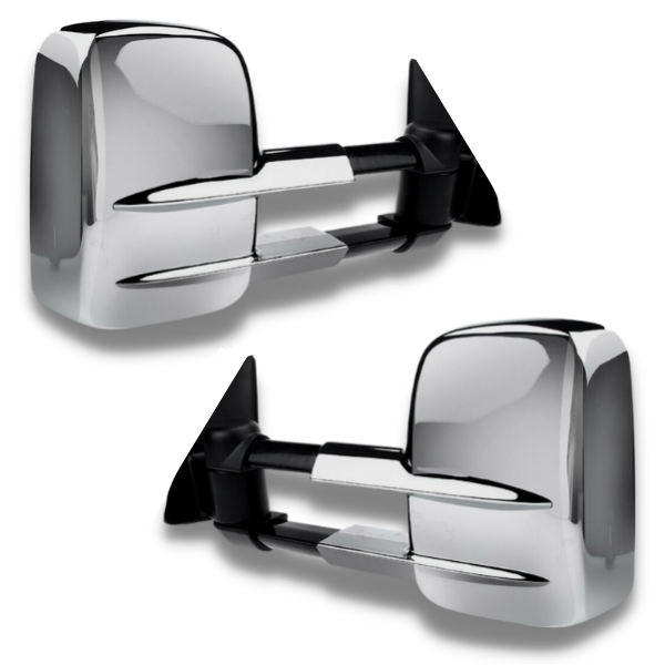 Extendable Towing Mirrors with Electric Mirror for GU Nissan Patrol 1997-2019 - Chrome (PAIR)-Love My Caravan