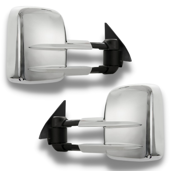 Extendable Towing Mirrors with Electric Mirror for GU Nissan Patrol Y61 1997-2016 - Chrome - SAN HIMA (PAIR)-Love My Caravan