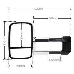 Extendable Towing Mirrors with Electric Mirror for ML / MN Mitsubishi Triton 2005-2015 - Chrome (PAIR)-Love My Caravan