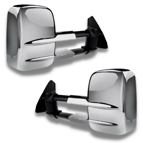 Extendable Towing Mirrors with Electric Mirror for ML / MN Mitsubishi Triton 2005-2015 - Chrome (PAIR)-Love My Caravan