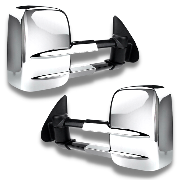 Extendable Towing Mirrors with Electric Mirror for MQ / MR Mitsubishi Triton 2015-2019 - Chrome (PAIR)-Love My Caravan