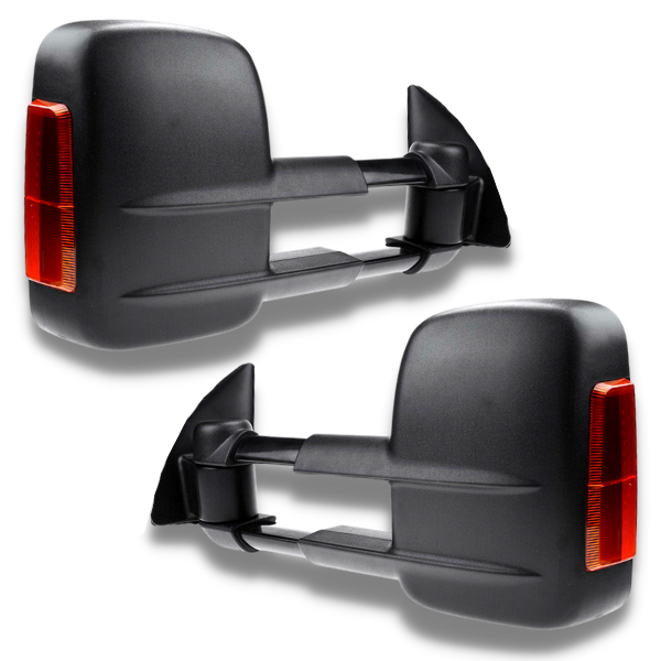 Extendable Towing Mirrors with Indicators & Electric Mirror for 150 Series Toyota Prado 2009-2019 - Black (PAIR)-Love My Caravan