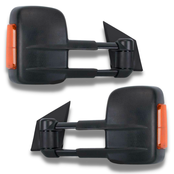 Extendable Towing Mirrors with Indicators & Electric Mirror for 200 Series Toyota Landcruiser 2007-2011 - Black (PAIR)-Love My Caravan