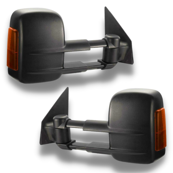 Extendable Towing Mirrors with Indicators & Electric Mirror for 200 Series Toyota Landcruiser 2007-2021 - Black - SAN HIMA (PAIR)-Love My Caravan