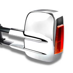 Extendable Towing Mirrors with Indicators & Electric Mirror for 70 / 75 / 78 / 79 Series Toyota Landcruiser 1984-2019 - Chrome (PAIR)-Love My Caravan