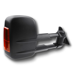 Extendable Towing Mirrors with Indicators & Electric Mirror for 80 Series Toyota Landcruiser 1990-1998 - Black (PAIR)-Love My Caravan