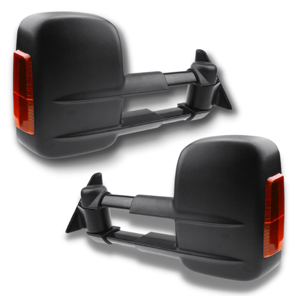 Extendable Towing Mirrors with Indicators & Electric Mirror for 80 Series Toyota Landcruiser 1990-1998 - Black (PAIR)-Love My Caravan