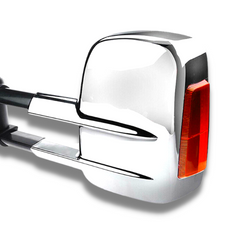 Extendable Towing Mirrors with Indicators & Electric Mirror for 80 Series Toyota Landcruiser 1990-1998 - Chrome (PAIR)-Love My Caravan