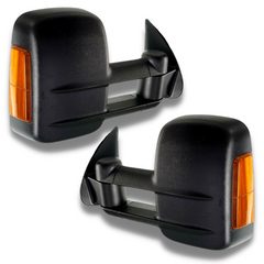 Extendable Towing Mirrors with Indicators & Electric Mirror for Isuzu D-MAX 2003-2011 - Black (PAIR)-Love My Caravan