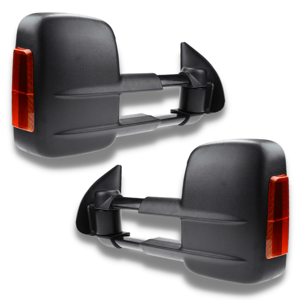 Extendable Towing Mirrors with Indicators & Electric Mirror for Isuzu D-MAX 2003-2011 - Black (PAIR)-Love My Caravan