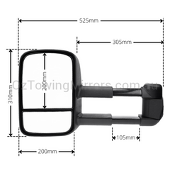 Extendable Towing Mirrors with Indicators & Electric Mirror for Isuzu D-MAX 2012-2019 - Black (PAIR)-Love My Caravan