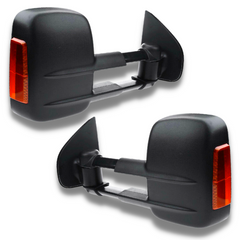 Extendable Towing Mirrors with Indicators & Electric Mirror for Isuzu D-MAX 2012-2019 - Black (PAIR)-Love My Caravan