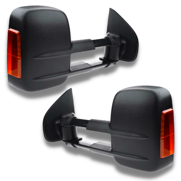 Extendable Towing Mirrors with Indicators & Electric Mirror for Isuzu D-MAX 2012-2019 - Black (PAIR)-Love My Caravan