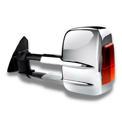 Extendable Towing Mirrors with Indicators & Electric Mirror for ML / MN Mitsubishi Triton 2005-2015 - Chrome (PAIR)-Love My Caravan