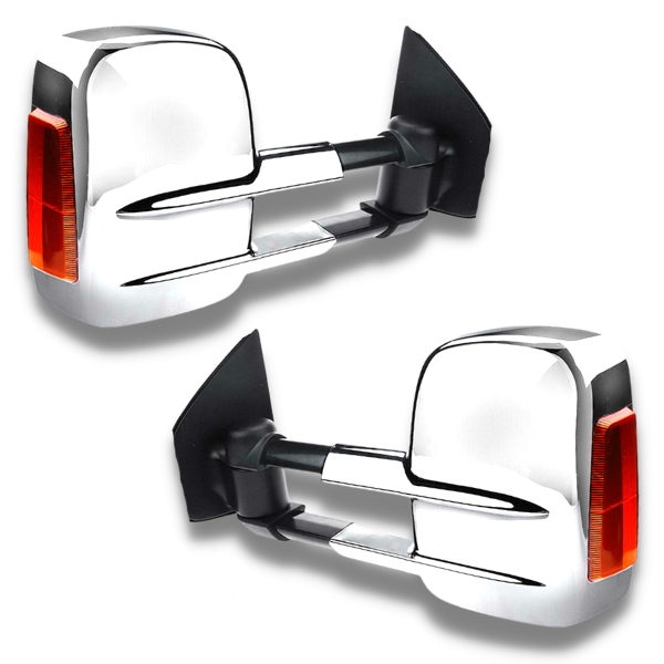 Extendable Towing Mirrors with Indicators & Electric Mirror for Mazda BT-50 2012-2019 - Chrome (PAIR)-Love My Caravan