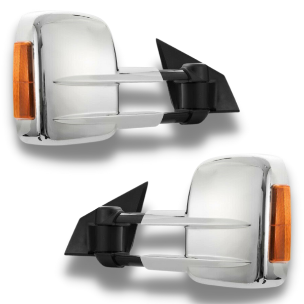 Extendable Towing Mirrors with Indicators & Electric Mirror for Mazda BT-50 2012-2020 - Chrome - SAN HIMA (PAIR)-Love My Caravan