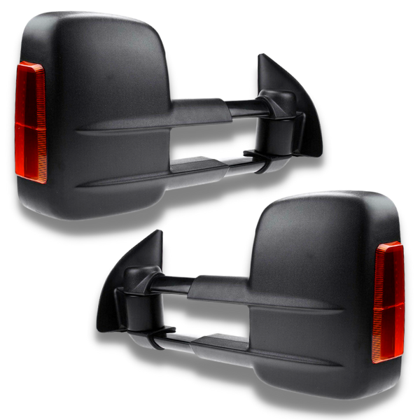 Extendable Towing Mirrors with Indicators & Electric Mirror for PX1 / PX2 Ford Ranger 2012-2018 - Black (PAIR)-Love My Caravan