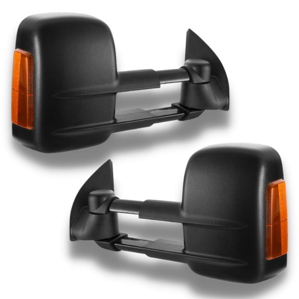 Extendable Towing Mirrors with Indicators & Electric Mirror for PX1 / PX2 / PX3 Ford Ranger 2012-2021 - Black - SAN HIMA (PAIR)-Love My Caravan