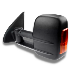 Extendable Towing Mirrors with Indicators & Manual Mirror for MQ / MR Mitsubishi Triton 2015-2019 - Black (PAIR)-Love My Caravan