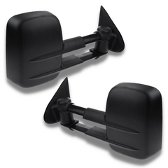 Extendable Towing Mirrors with Manual Mirror for MQ / MR Mitsubishi Triton 2015-2019 - Black (PAIR)-Love My Caravan