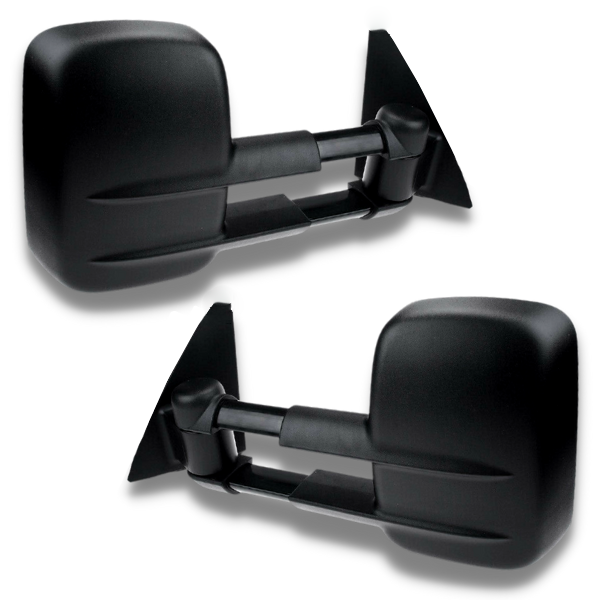 Extendable Towing Mirrors with Manual Mirror for Mitsubishi Pajero 2001-2019 - Black (PAIR)-Love My Caravan
