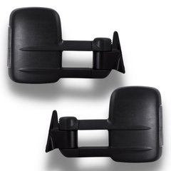 Extendable Towing Mirrors with Smoked Indicators & Electric Mirror for 80 Series Toyota Landcruiser 1990-1998 - Black (PAIR)-Love My Caravan