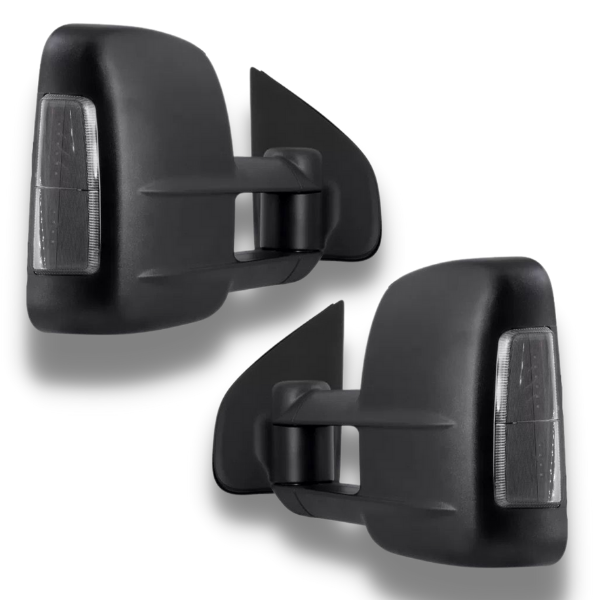 Extendable Towing Mirrors with Smoked Indicators & Electric Mirror for Isuzu D-MAX 2012-2019 - Black (PAIR)-Love My Caravan