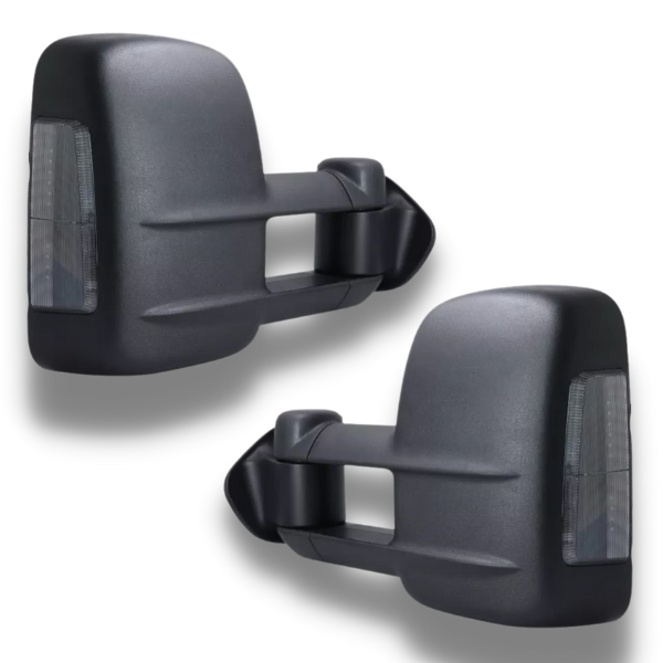 Extendable Towing Mirrors with Smoked Indicators & Electric Mirror for Land Rover Discovery 4 2009-2019 - Black (PAIR)-Love My Caravan