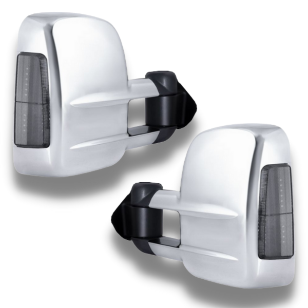 Extendable Towing Mirrors with Smoked Indicators & Electric Mirror for Land Rover Discovery 4 2009-2019 - Chrome (PAIR)-Love My Caravan