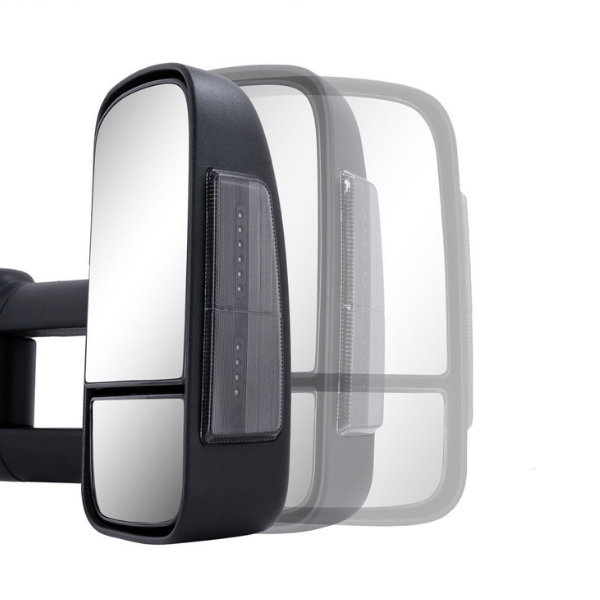 Extendable Towing Mirrors with Smoked Indicators & Electric Mirror for RG Holden Colorado 2012-2018 - Black (PAIR)-Love My Caravan
