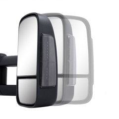 Extendable Towing Mirrors with Smoked Indicators & Electric Mirror for RG Holden Colorado 2012-2018 - Black (PAIR)-Love My Caravan